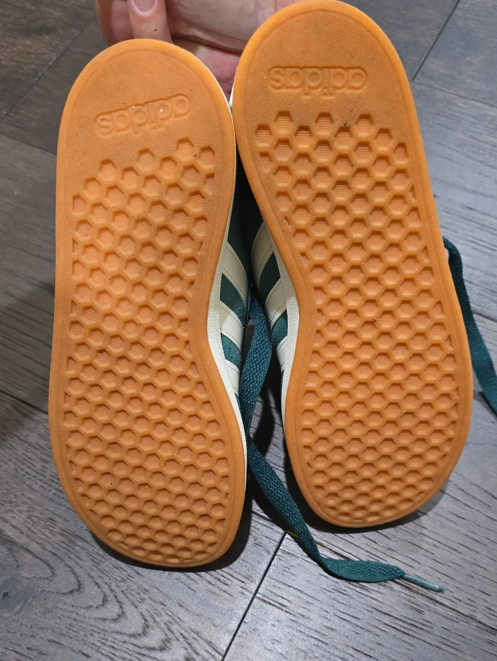 Adidas Kids  Green Suede Sneakers with White Stripes